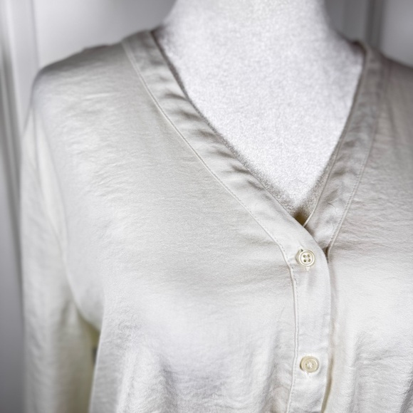 Banana Republic Ivory Smocked Waist Peplum Blouse Bridal Medium Officecore - Picture 2 of 7